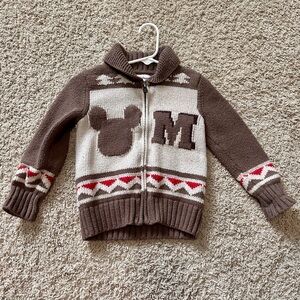 GAP/ Disney Brown and Cream Kids Sweater with Mouse Mouse